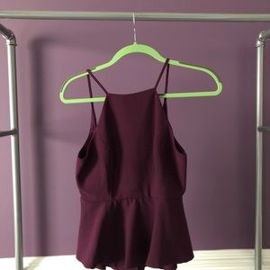 Purple peplum, low-back tank
